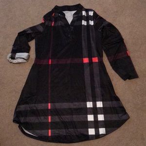 Black plaid long sleeve dress